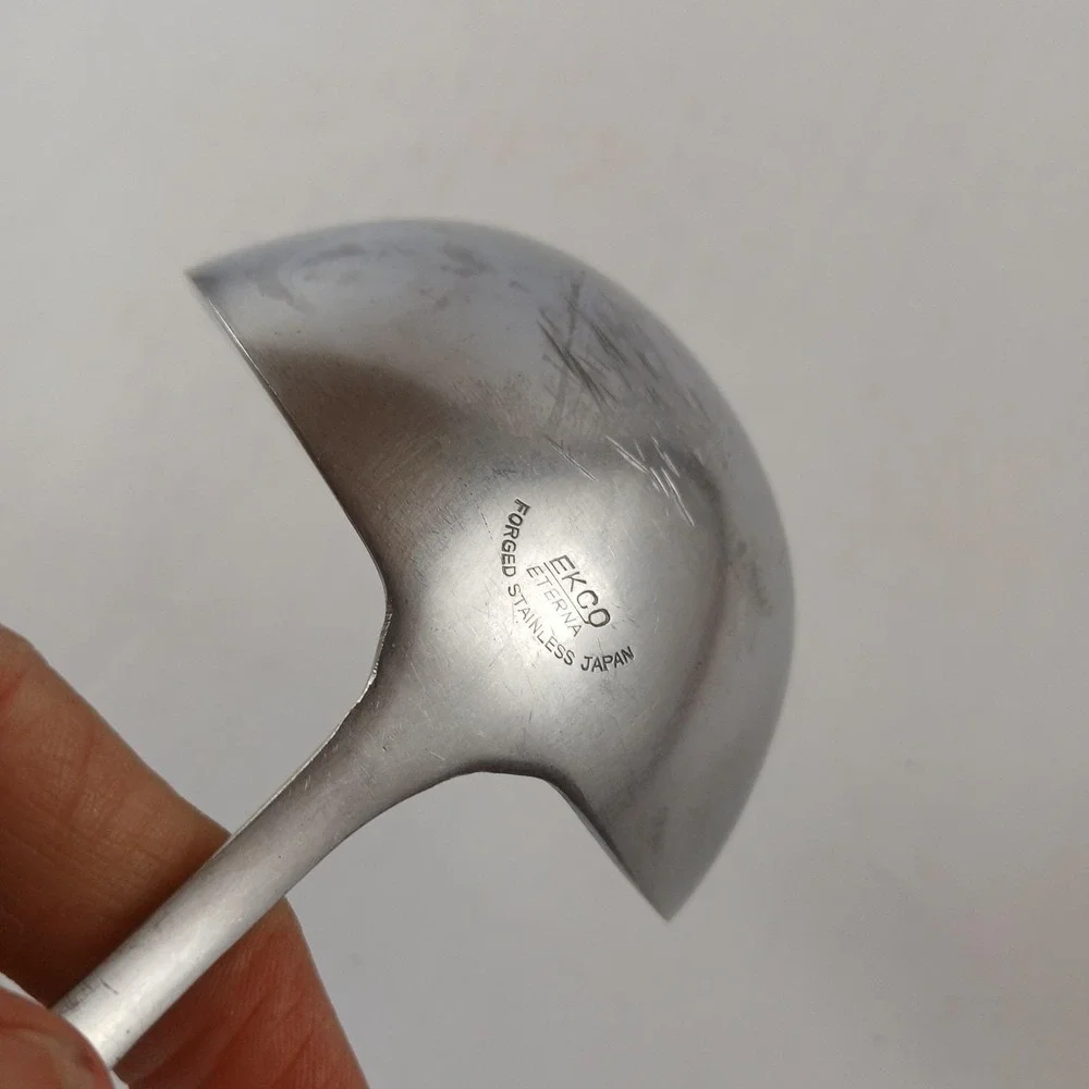 Vintage Ekco Soup Ladle Stainless w/Wooden Handle 9.5